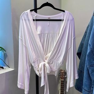 Free People White Long Sleeve Top